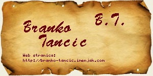 Branko Tančić vizit kartica